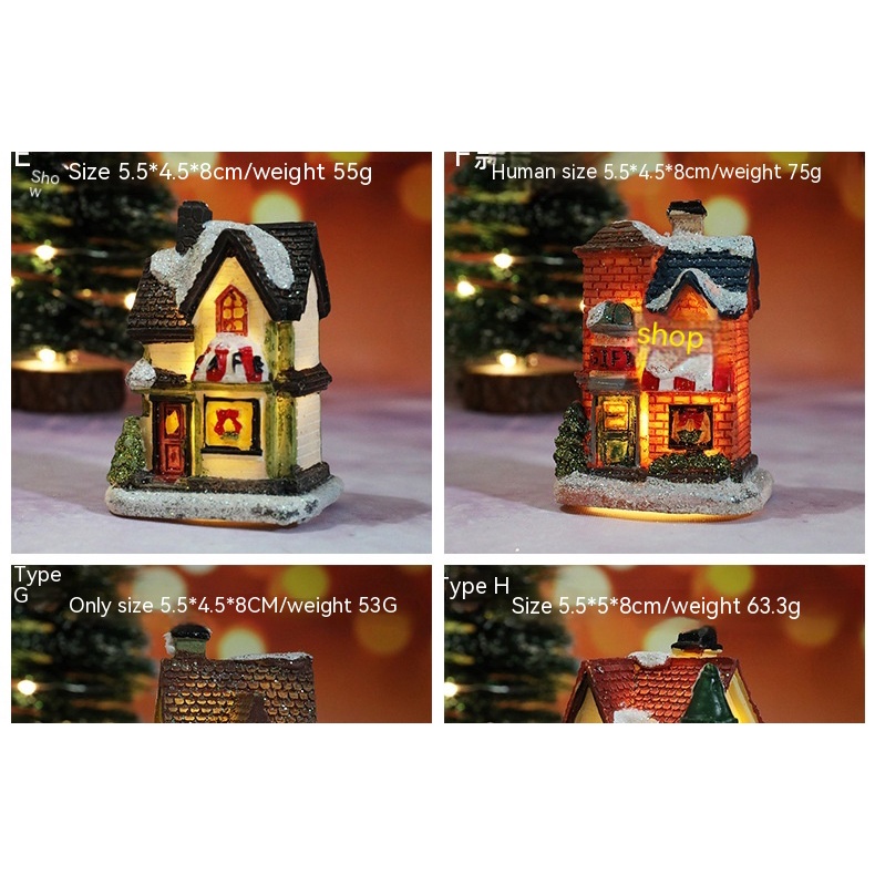 Ngôi Nhà Nhỏ Bằng Nhựa resin Phong Cách Giáng Sinh Mới Trang Trí Phong Cảnh Thu Nhỏ Quà Tặng Giáng Sinh ghi8
