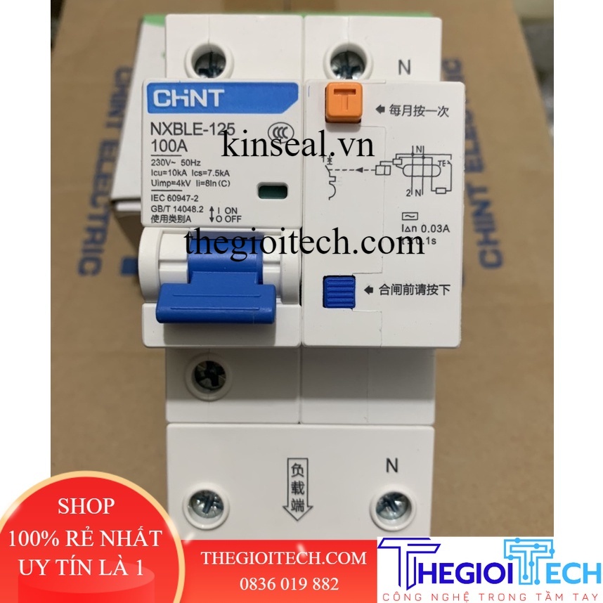 Attomat RCBO chint 1P+N 100A NXBLE-125