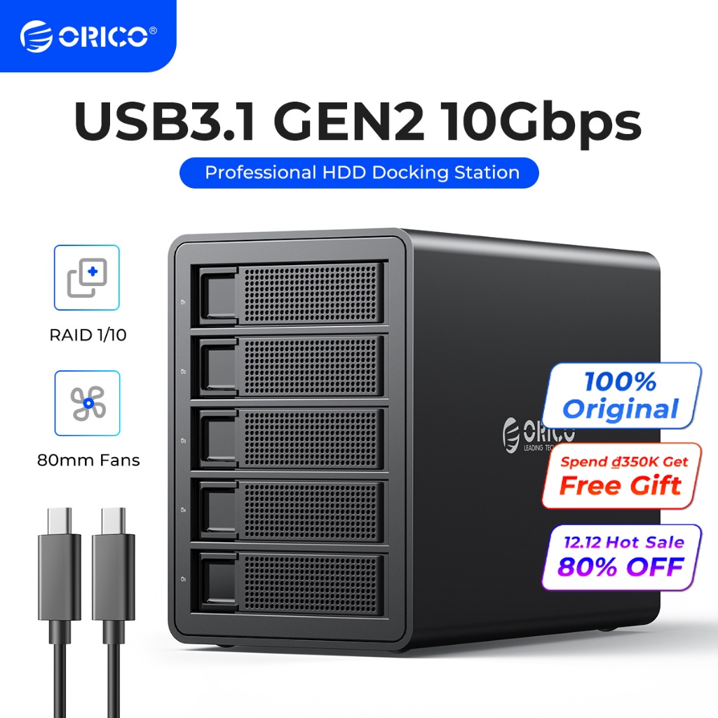 Thiết Bị Chuyển Đổi Ổ Cứng Ngoài ORICO 35 Series Enterprise 5 bay 3.5 '' HDD USB3.0 Sang SATA 150W Ốp（3559）