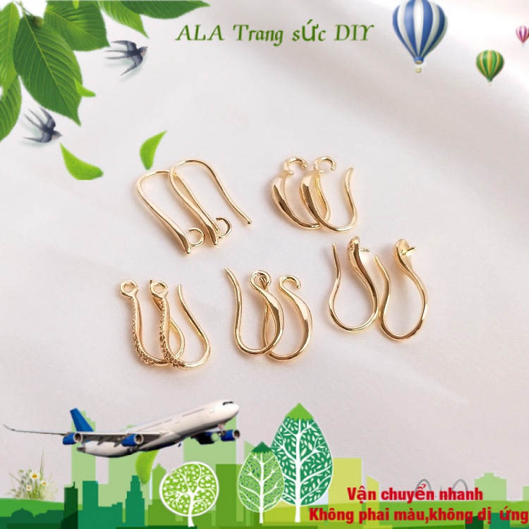 💖Trang sức DIY phụ kiện💖Móc Treo Bông Tai Mạ Vàng 14k Dày Dặn Phối Tua Rua Làm Thủ Công DIY[Hoa tai/Kẹp tai/móc tai/bông tai/khuyên]