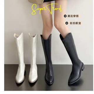 Giày bốt cổ cao có khóa kéo giữ ấm thời trang thu đông mới