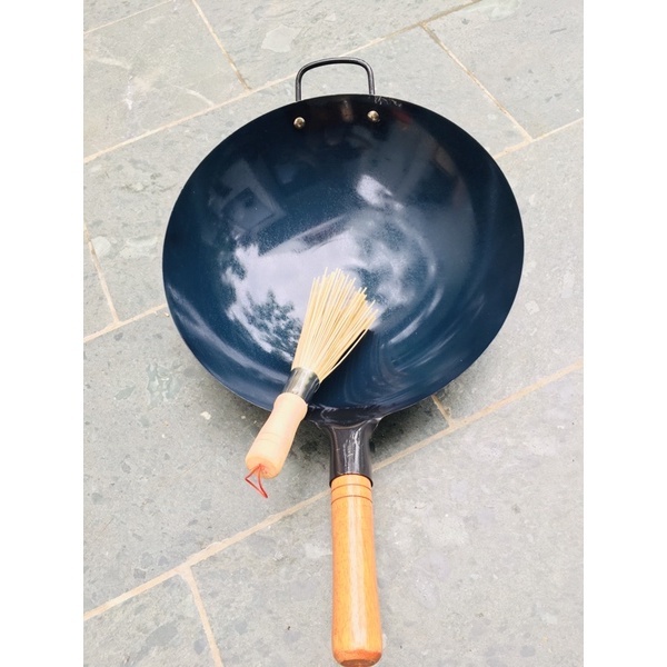 Chảo Thép Dập Máy Cán Gỗ Chiên Cơm,Xào Mì,Hủ Tiếu, Chảo thép carbon chống dính