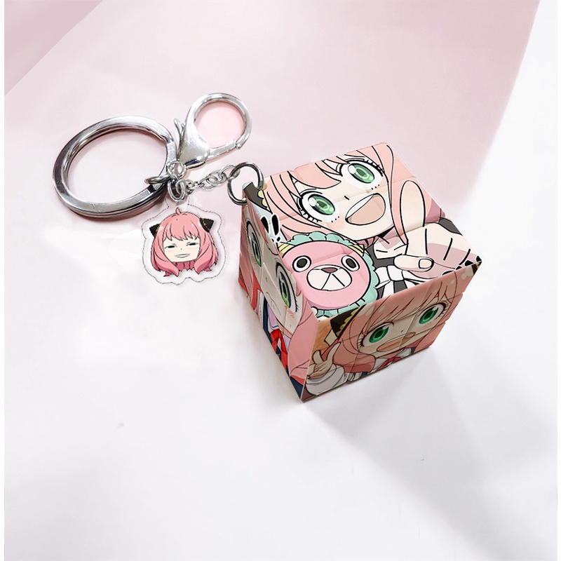 SLAM DUNK,Demon Slayer,JOJO,ONE PIECE,BLUE LOCK,Haikyuu!! Attack on Titan, NARUTO,SPY FAMILY,Jujutsu Kaisen,Tokyo Revengers,Hunter, Chainsaw Man Small Rubik's Cube Keychain Pendant