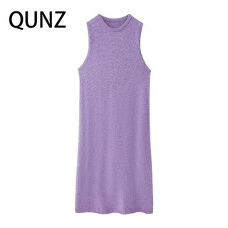 Qunz Thời Trang Váy Không Tay Cổ Tròn Màu Tím 4396