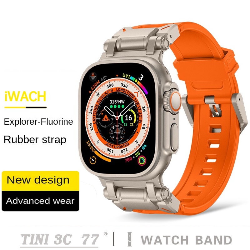 Dây đeo Fluororubber cho iWatch Ultra 3 2 49mm 46mm 45mm 44mm Dây đeo silicon thể thao iWatch Series