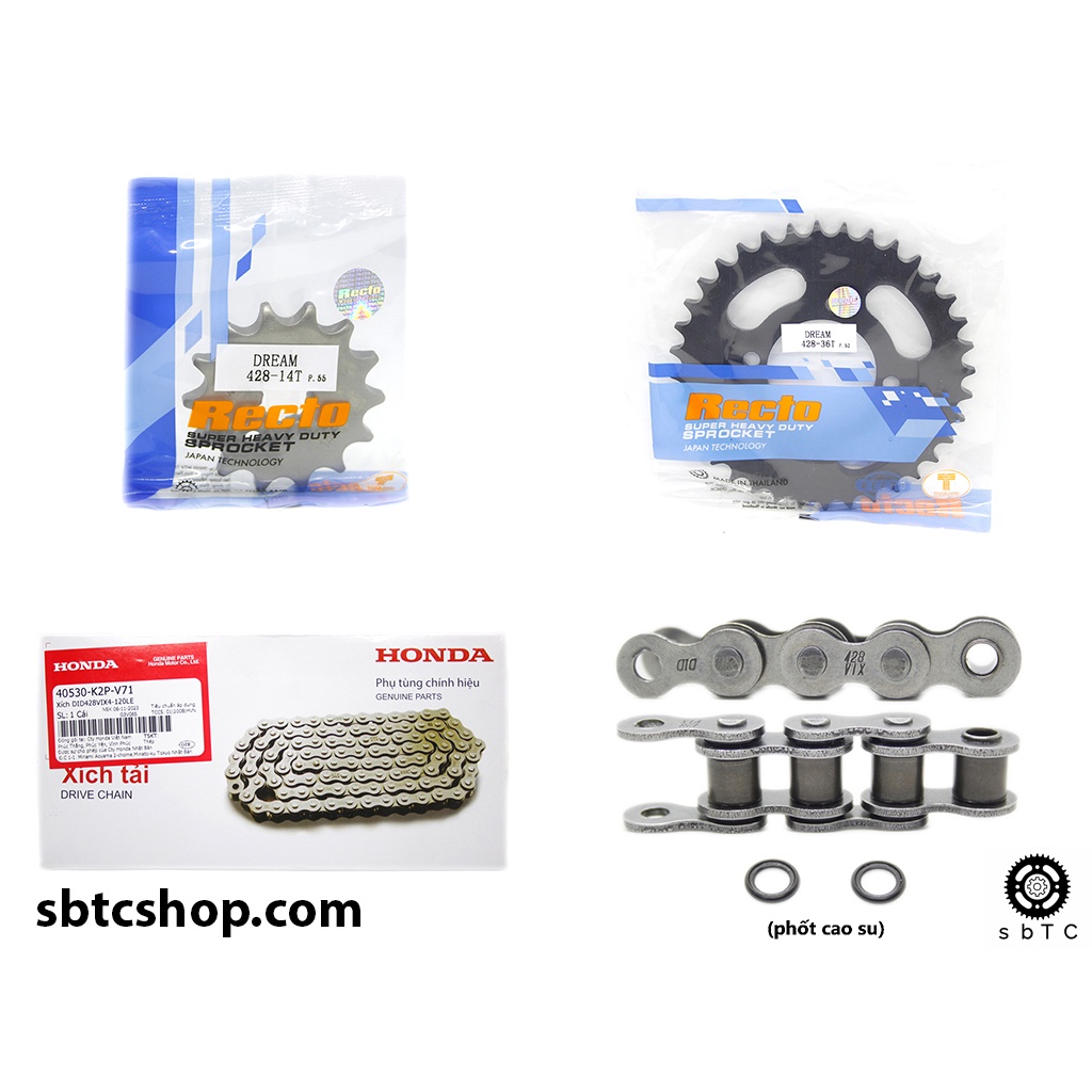 NSD Nhông dĩa Recto sên DID phốt cao su 428VIX4 Wave TQ Future 1 Dream chính hãng