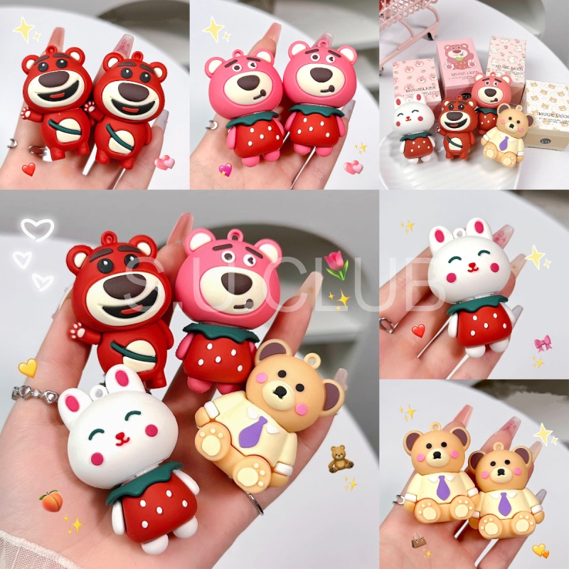Son Môi 4 Màu Tùy Chọn Chống Nước Hình Thỏ / Gấu / Dâu Tây Dễ Thương
