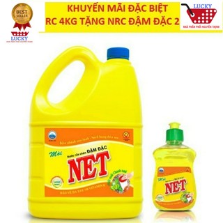 Nước Rửa Chén Net 3.8kg  Đậm đặc HƯơng Chanh- Tặng Chai NRC 250g Đậm Đặc