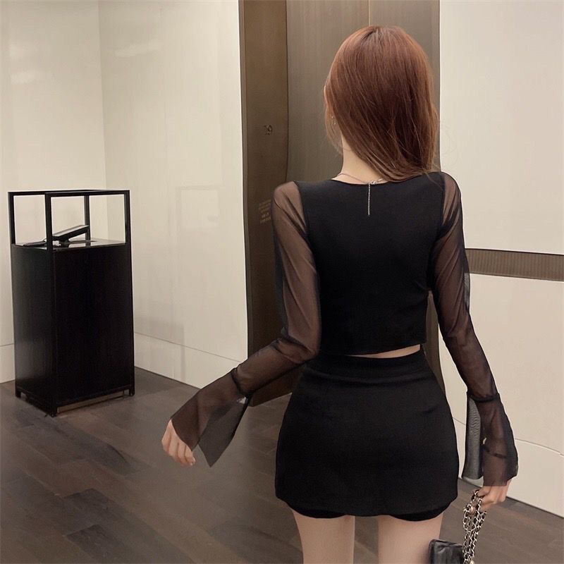 Áo Thun Nữ Tay Dài Cổ Chữ v Thời Trang Quyến Rũ