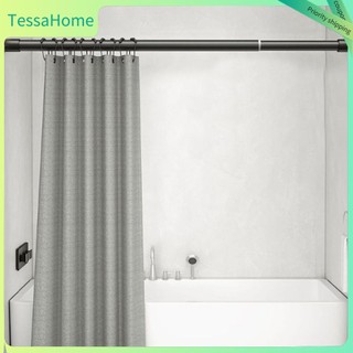 TessaHome Thanh treo rèm màu đen bằng thép không gỉ có thể điều chỉnh kính thiên văn để quần áo