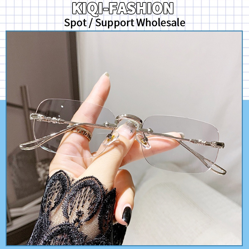 (KIQI-FASHION) COD Thời Trang Mắt Kính Nhập Khẩu Không Gọng Chống Tia Bức Xạ Chất Lượng Cao Cho Nam Nữ