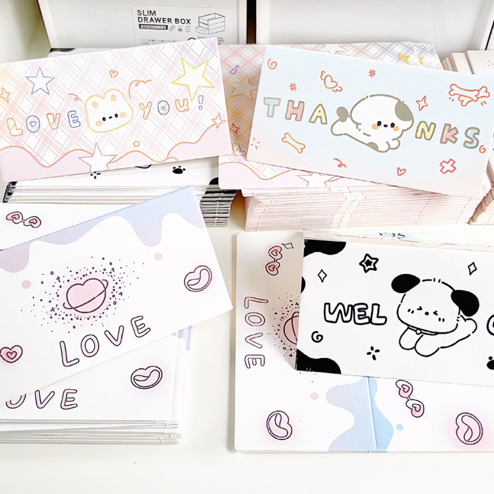 Set 10 Tấm Giấy Cạc Tông Họa Tiết Chó Mèo Hoạt Hình Trang Trí