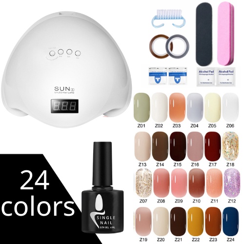 Combo dụng cụ làm nail tại nhà máy hơ sun 5 + dụng cụ + 24 sơn gel thạch+ base top NE set sơn thạch làm nail tại nhà