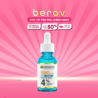 Dưỡng chất Garnier cho da dầu mụn Bright Complete Anti-Acnes Booster Serum 4% [Niacinamide, BHA, AHA, Vitamin C] 30ml