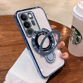 Ốp Điện Thoại TPU Mềm Mạ Điện Có Giá Đỡ Từ Tính Cho Vivo V29 V27 V25 PRO V29E V27E V25E V29 Lite