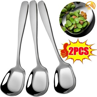 Bộ 2 muỗng nĩa / nĩa bằng thép không gỉ đầu vuông phong cách hàn quốc