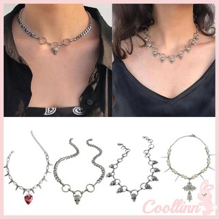 Vòng cổ xương cá hình trái tim nạm đinh tán đơn giản
