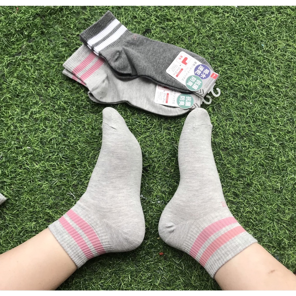 Tất nữ mùa hè cổ cao style hàn quốc Daiso chính hãng xuất dư nhật kẻ sọc độ bền cao thấm hút mồ hôi chống hôi chân