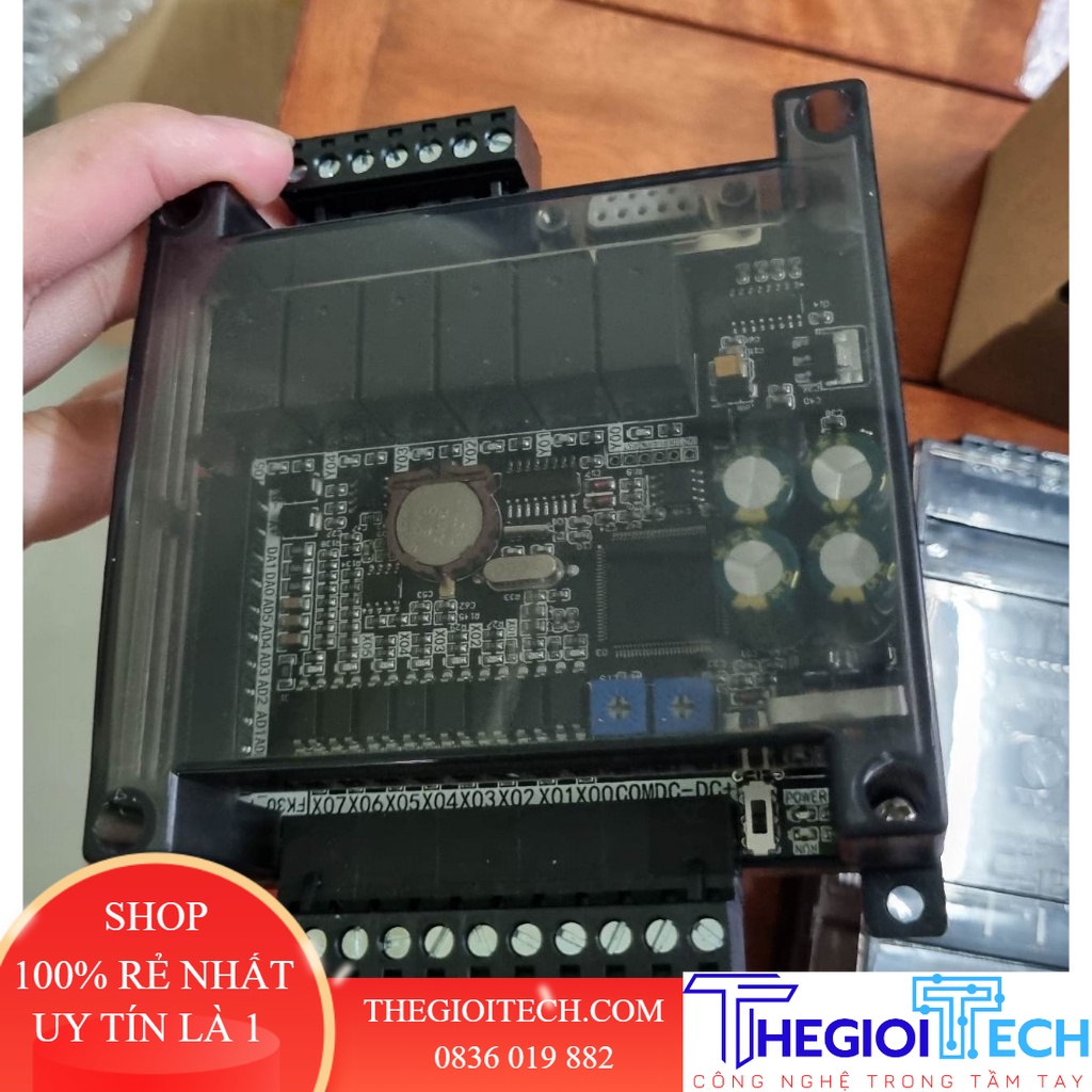 Mạch lập trình PLC FX3U-14MR-6AD2DA RS485 modbus RTU, có thời gian thực RTC - FK3U-14MR-6A2D485RTC - Có hộp