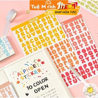 Bộ Sticker chữ cái alphabet, số, ký hiệu trang trí sổ tay DIY, dán mũ bảo hiểm, laptop Tuệ Minh