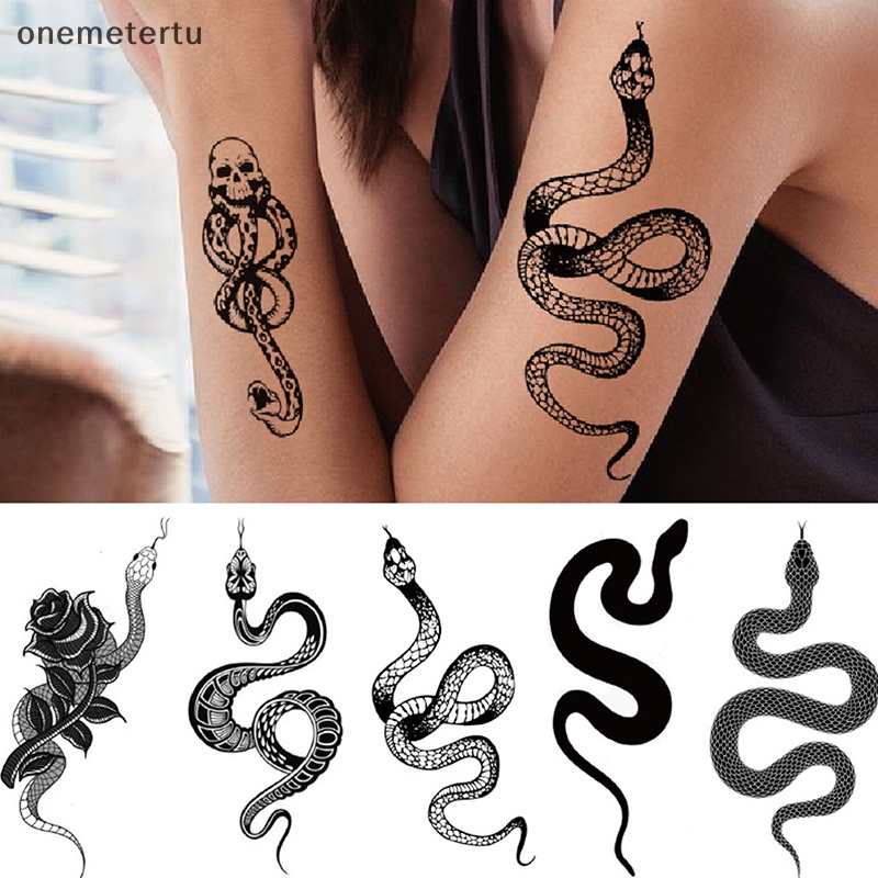 Onemetertu Hình Xăm Dán Tạm Thời Hình Rắn Đen Chống Thấm Nước Cho Nam Và Nữ