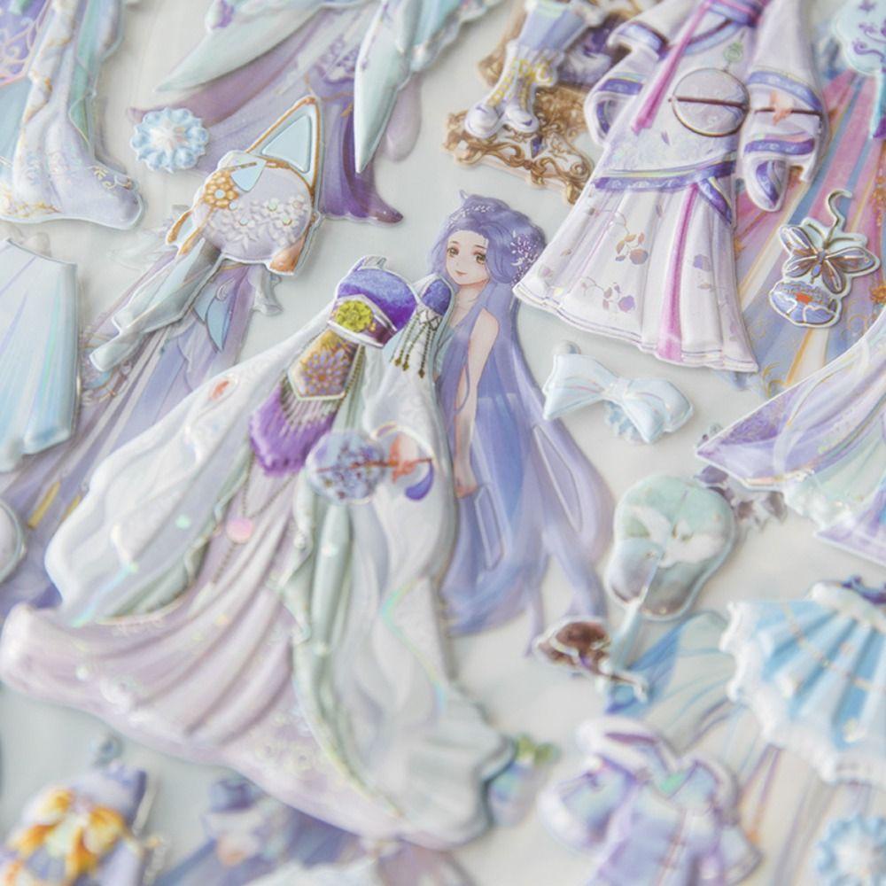 Hình Dán Công Chúa Trung Quốc Thay Đổi Màu Lấp Lánh 3d diy Dán Trang Phục Cho Bé