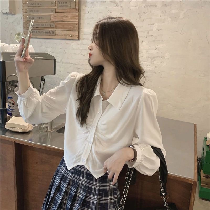 Áo Sơ Mi POLO Tay Dài Cổ Bẻ Dáng Ôm Phong Cách Hàn Quốc Thời Trang Cho Nữ áo kiểu nữ NZ-CS-74