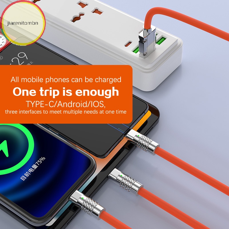 Dây Cáp Sạc Nhanh usb Loại c 120w 3 Trong 1 Có Đèn Cho huawei samsung xiaomi vn