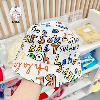 Nón tròn trắng chữ sắc màu 24-36 tháng [MyMyBaBy N144], mũ bé trai, nón bé trai