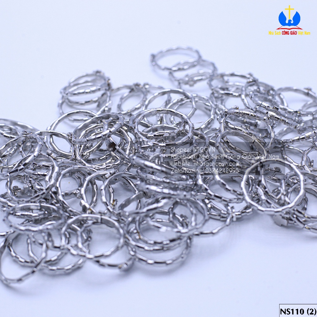Nhẫn Mân Côi thánh giá inox không gỉ NS110 - Quà tặng Công Giáo, sinh nhật NSCGVN_HN