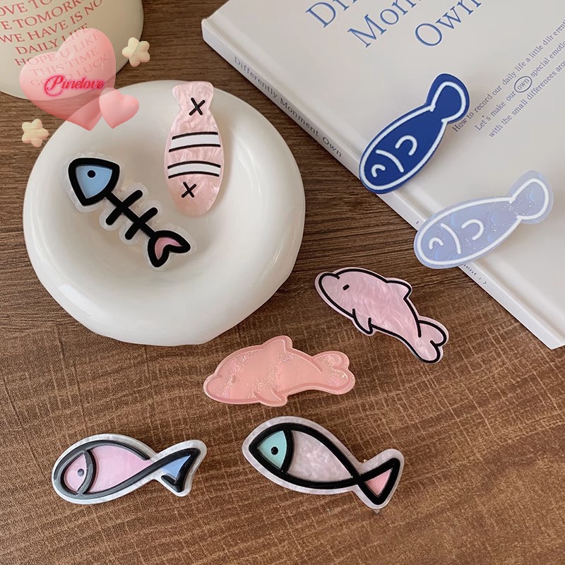 Kẹp tóc QrhYK hình cá phong cách Nhật Bản xinh xắn cho nữ