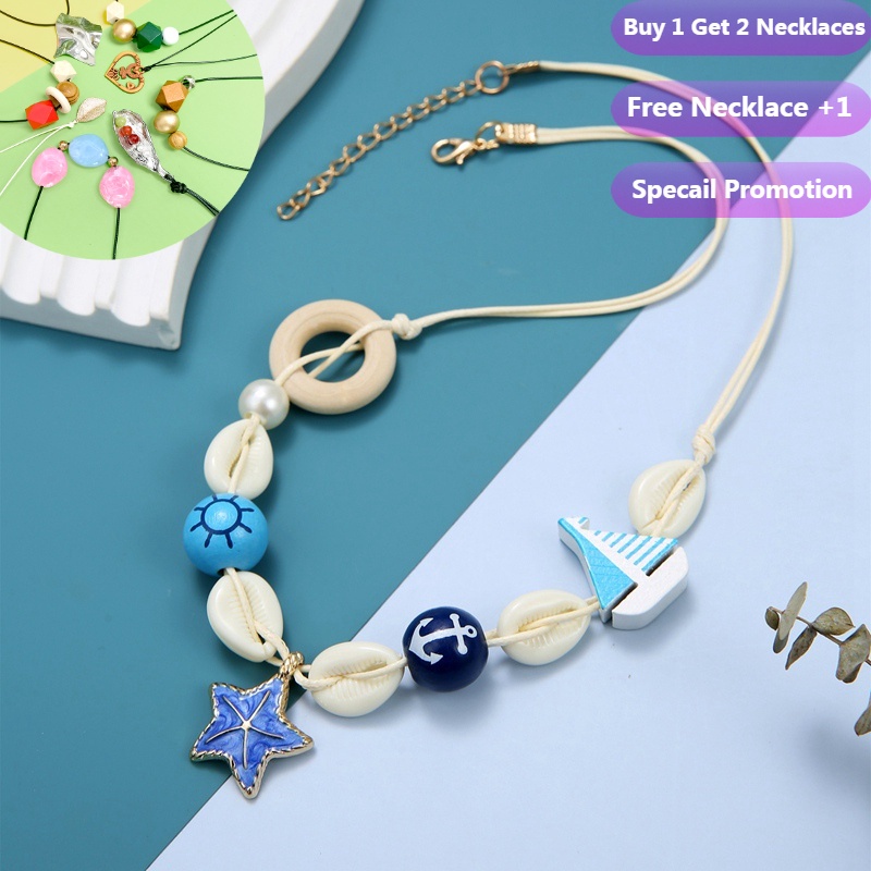 Vòng cổ Hạt Cườm Mặt Vỏ Sò Sao Biển Thuyền Buồm Thời Thượng [Gửi Ngẫu Nhiên]