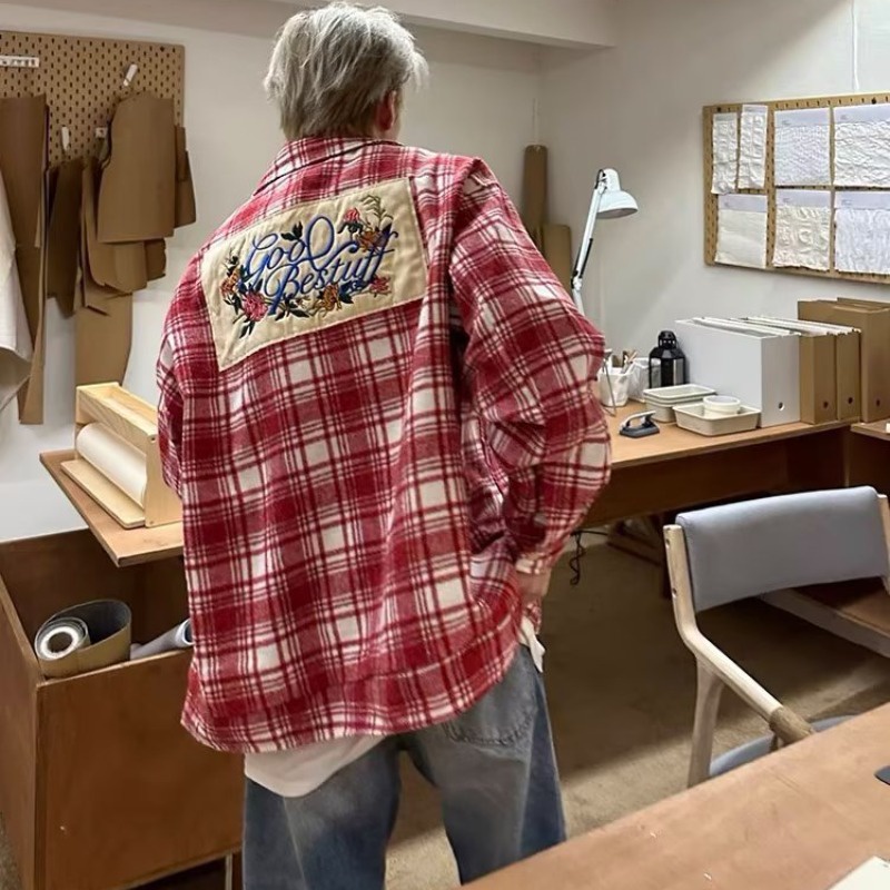 Áo Sơ Mi Tay Dài Dáng Rộng Thêu Họa Tiết Thời Trang Đường Phố Mỹ 2023 Cho Nam Nữ