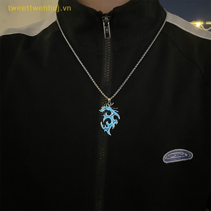 Tweehuj Vòng cổ Mặt Hình Rồng Phát Sáng Trong Bóng Tối Phong Cách punk hiphop Cá Tính Cho Nam Và Nữ vn