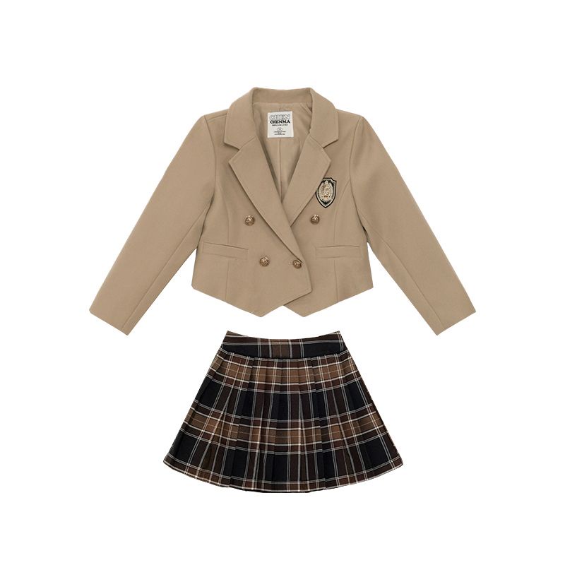 Bộ Áo Khoác + Chân Váy Phong Cách Mỹ Thời Trang Xuân Thu Xinh Xắn Cho Bé Gái 110-160