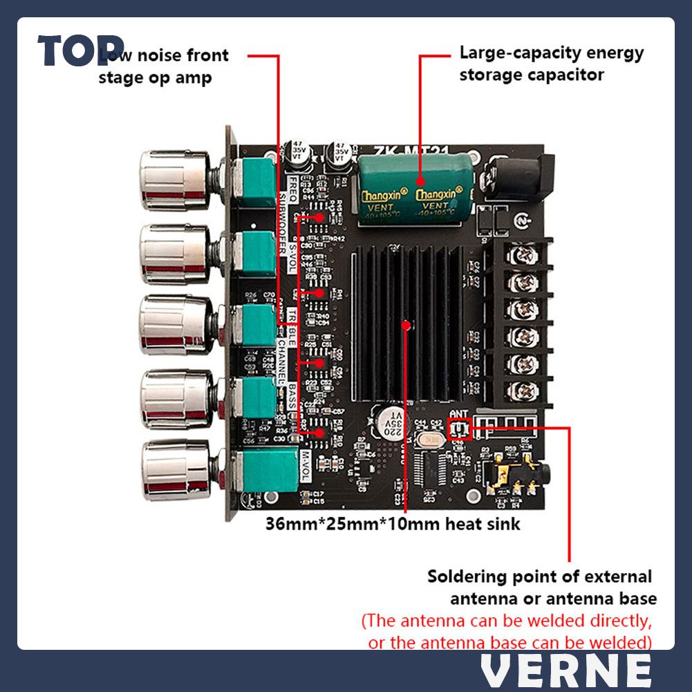 Bảng Mạch Khuếch Đại Âm Thanh Kỹ Thuật Số 2.1 Kênh zk-mt21 2x50w + 100w bt5.0