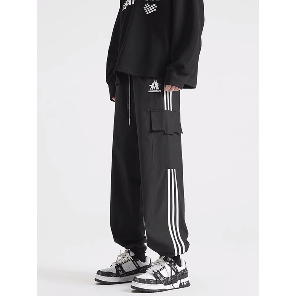 Quần jogger nam kẻ sọc dáng thể thao dây rút , phong cách retro đường phố EQ007 Meme