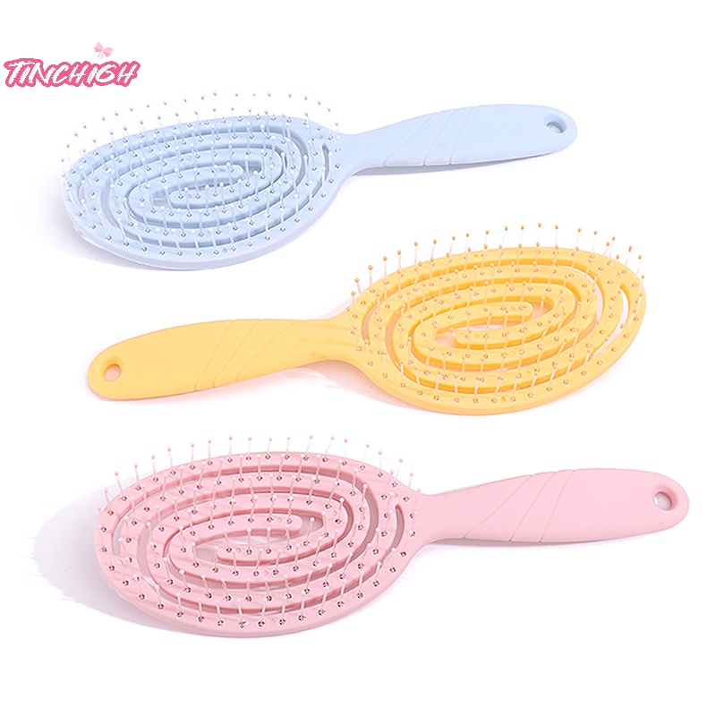 Lược Chải Tóc Mát Xa Da Đầu Co Giãn Màu Trơn Tiện Dụng