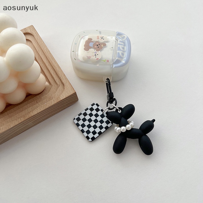 Aosunyuk Móc Chìa Khóa acrylic 3d Hình Chú Chó Trắng Đen Dễ Thương Dành Cho Nữ