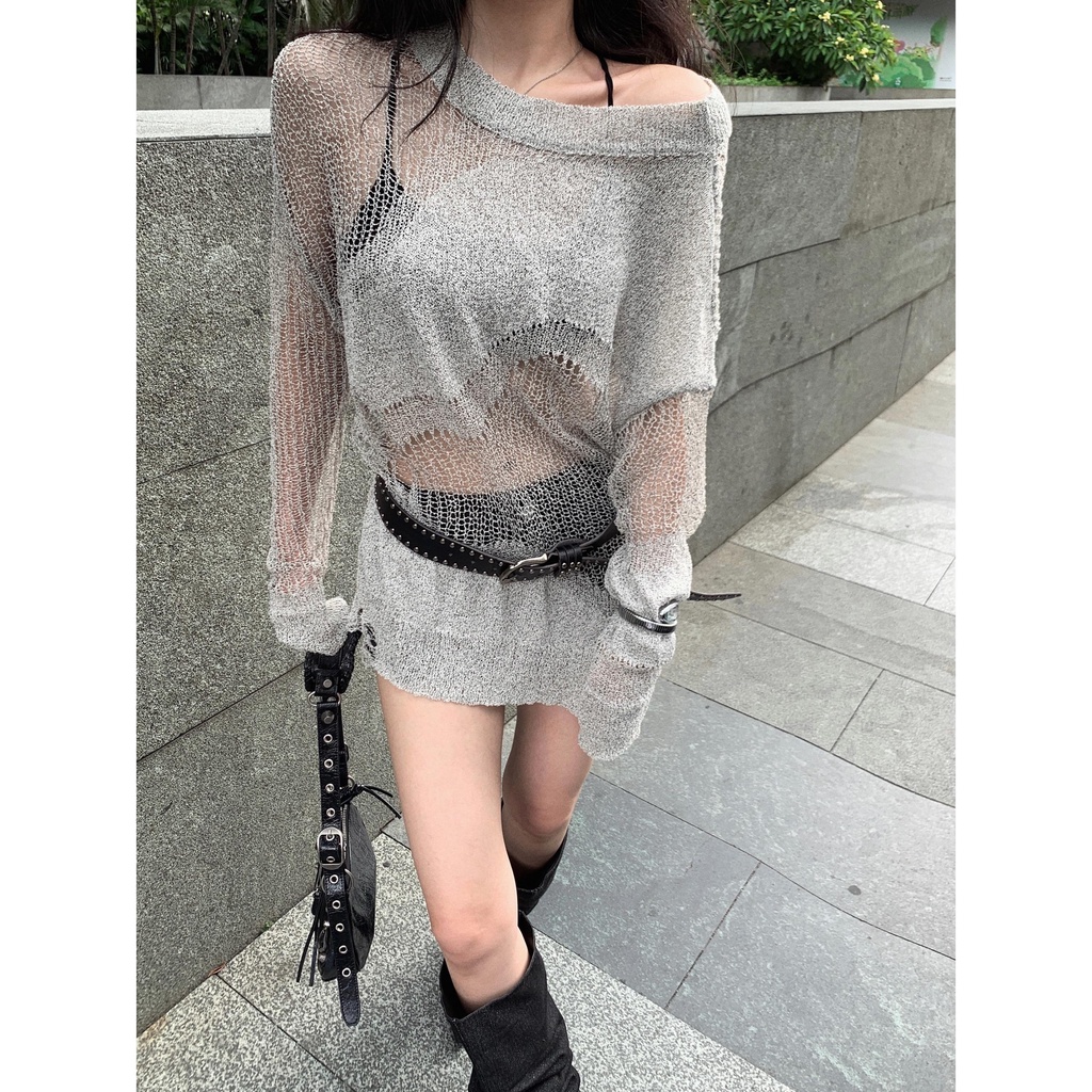 Áo Len Dệt Kim Tay Dài Cổ Tròn Màu Trơn Thời Trang Mùa Thu Dành Cho Nữ 3n