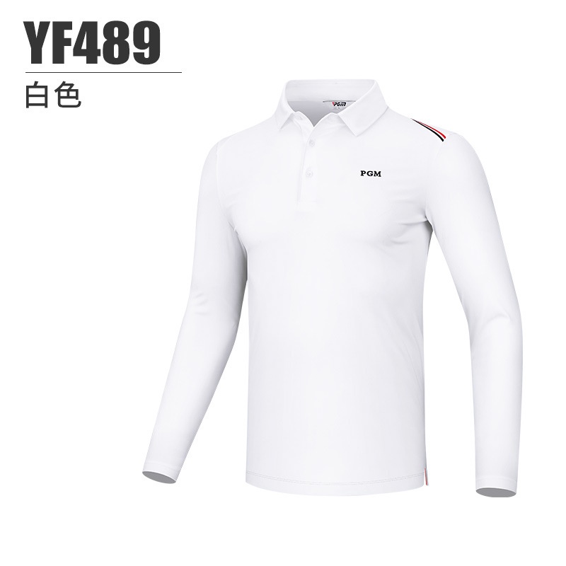 Pgm Áo Thun polo Thể Thao Chơi golf yf489 Dài Tay Màu Trắng Thời Trang Cho Nam