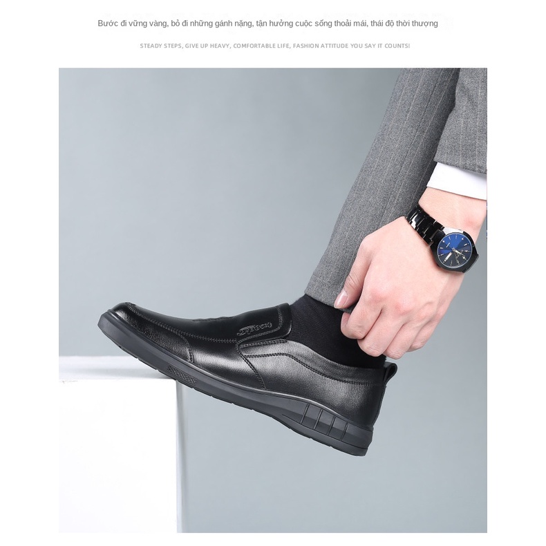 Giày Lười Da Đế Mềm Chống Trượt Thời Trang Thu Đông Cho Nam