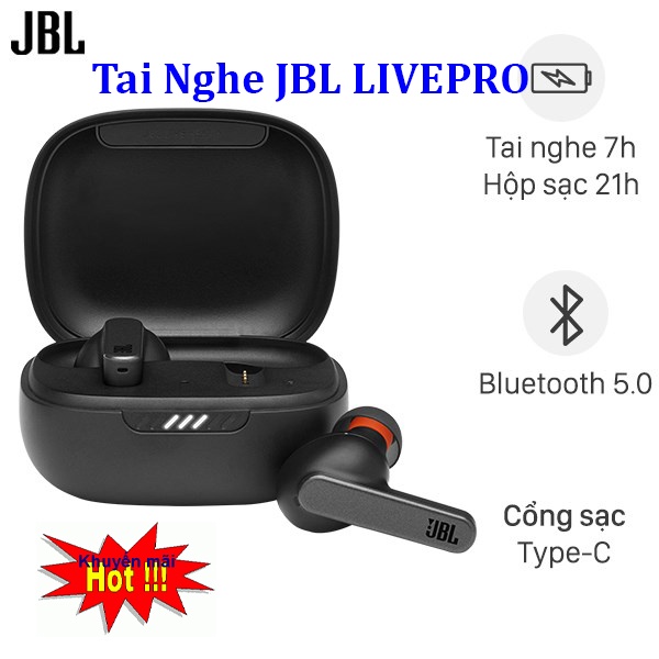 Tai nghe Bluetooth JBL Live Pro+Plus Âm Bass Mạnh Mẽ - Chống Nước IPX4. Công nghệ JBL Signature Sound,Pin Trâu Tới 28H.