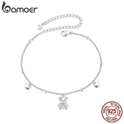 Vòng tay BAMOER bạc 925 mặt hình gấu dễ thương