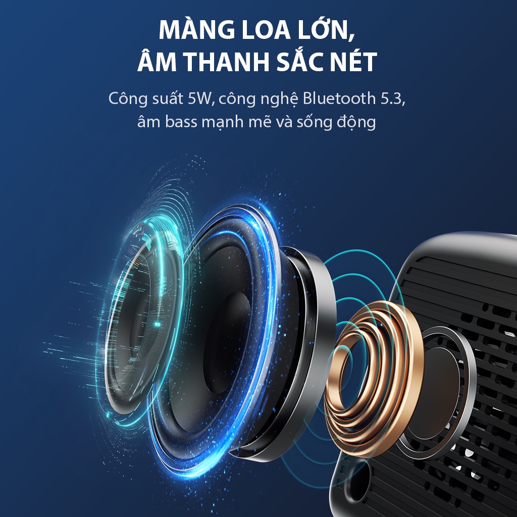 Loa Bluetooth 5.3 ROBOT RB170 Màn Hình LED Kiêm Đồng Hồ Báo Thức - Chính Hãng