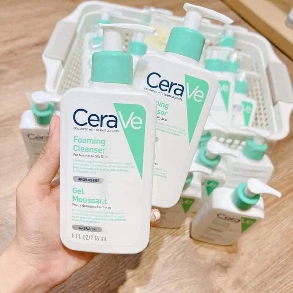 Sữa Rửa Mặt dịu nhẹ CeraVe Foaming Cleanser Giúp Làm Sạch Sâu Dành Cho Da Dầu 236ml