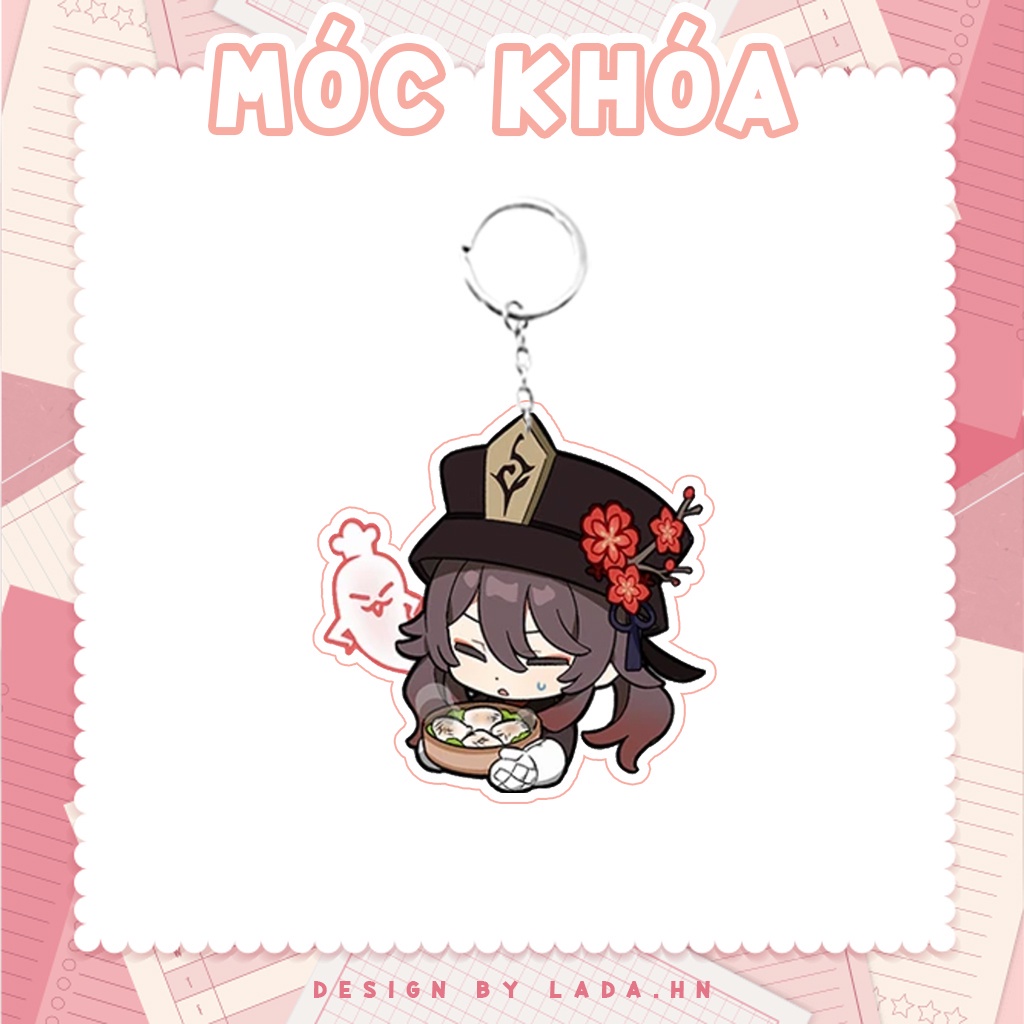 Móc khóa mô hình standee đứng để bàn Hutao Genshin Impact Lada anime đáng yêu chibi trang trí quà tặng