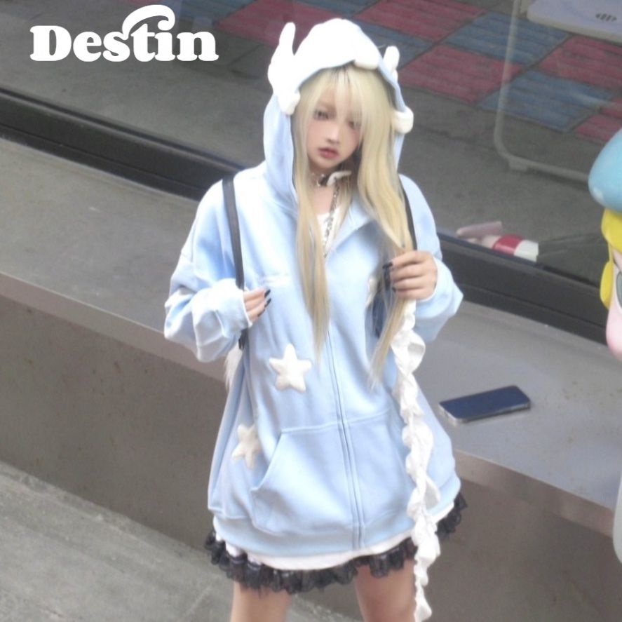 Áo khoác hoodie SAILIWEI WWY2391CIV38Z230918 phối khóa kéo ấm cúng thoải mái thời trang thường ngày cho nữ