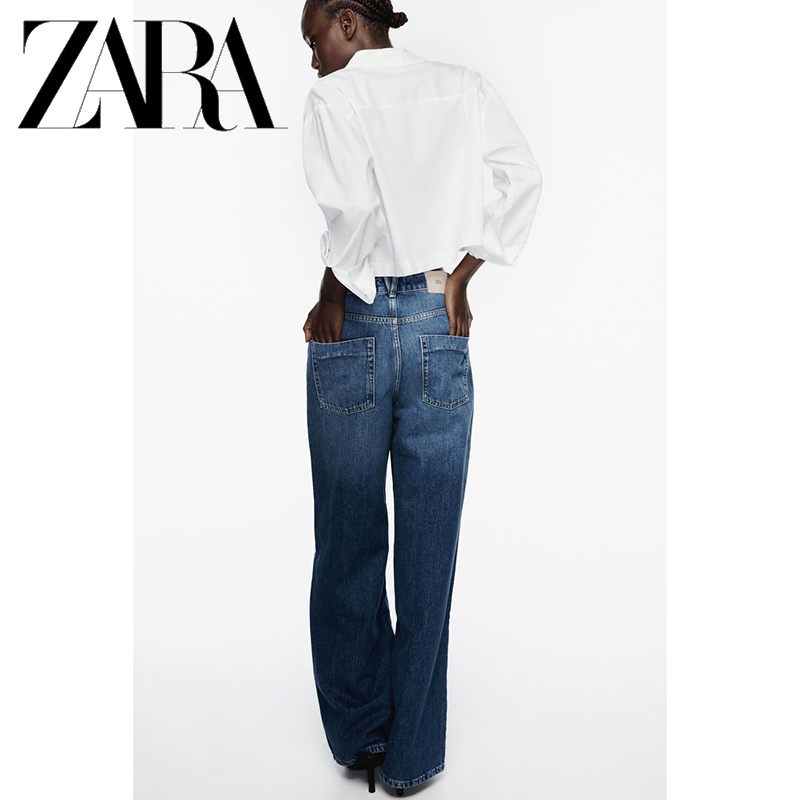 Zara Áo Sơ Mi Ngắn Đính Đinh Tán Thời Trang Mùa Thu Dành Cho Nữ