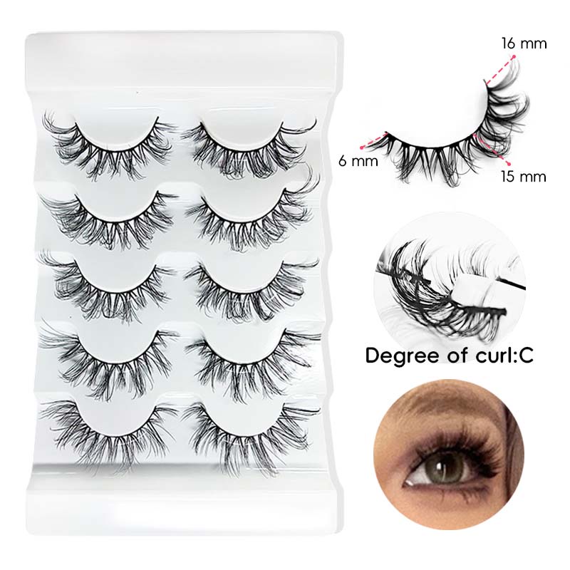 Lông Mi Giả 5Cặp Derf Phong Cách Công Chúa 3D Tự Nhiên Siêu